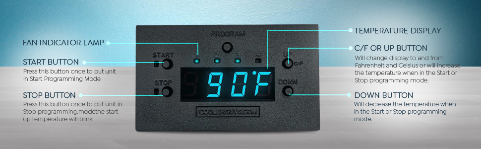 Coolerguys Programmable Fan Thermostat Controller Button Functions