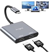(2 in 1) USB C to Dual Hdmi Adapter for 2 Monitors, (MST is not Support on MacOS, MacOS Allows Mo...