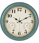 zyzamay 13 Inch Outdoor Clock with Thermometer and Hygrometer, Waterproof and Silent, Large Easy-...