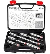 BILITOOLS 6 Piece 3/8-Inch Drive Magnetic Swivel Spark Plug Socket Set-includes 9/16-Inch, 5/8-In...