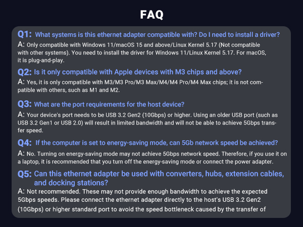 5Gb usb c to ethernet adapter