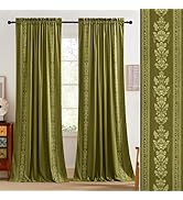 NICETOWN Blackout Velvet Curtains 96 Inches Long for Living Room, Farmhouse Vintage Floral Drapes...