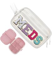 COSHAYSOO Clear MEDS Letter Patch Bag with Small Pill Case Organizer for Travel Purse Pouch, Cute...