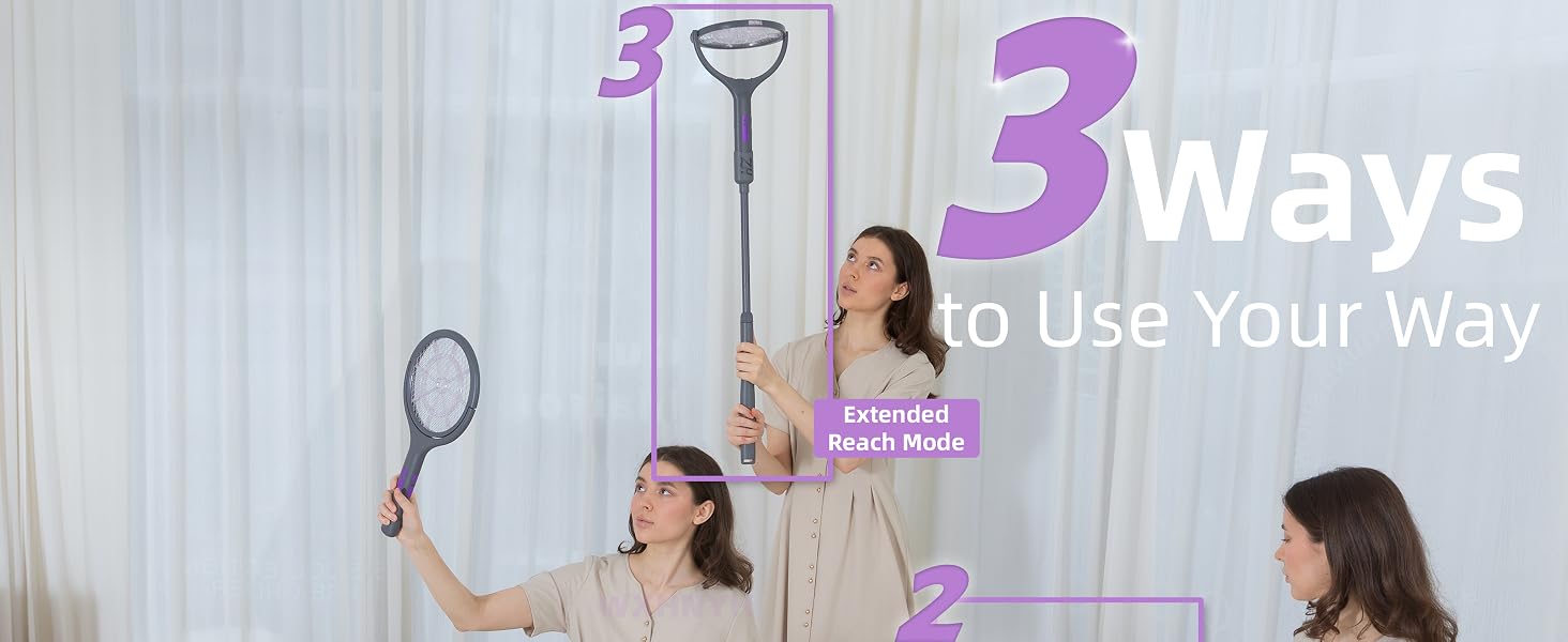Electric Fly Swatter with Extendable Handle
