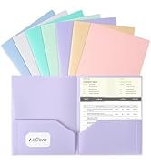 Aegero Plastic Folders with Pockets (7 Pack, Sweet Colors), Durable Heavy Duty File Folders with ...