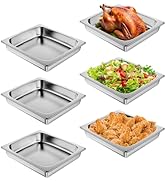 SVKLHY 304 Stainless Steel 1/2 Size Hotel Pans: 6 Pack 2.5 Inch Deep [Anti-Jam][Super Thicken] St...
