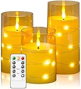 kakoya Flameless LED Candles with Timer 3 Pc Flickering Flameless Candles for Romantic Ambiance a...