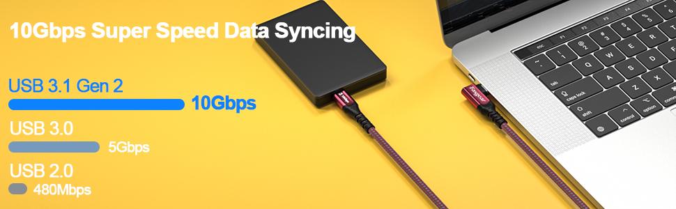 usb c to usb c 3.1 gen 2 right angle cord red 3ft 6ft 10ft type c 90 degree iphone 15 pro max cable