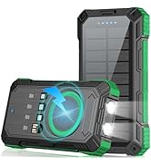 Saraupup Solar Charger Power Bank 49800mAh Wireless Portable Phone Charger, 22.5W QC3.0 Fast Char...