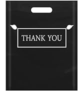 Thank You Merchandise Bags,Daarcin 100pcs 12x16in Black Die Cut Plastic Shopping Bags with Handle...