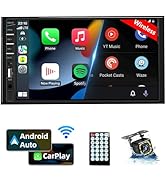 Naifay Double Din Car Stereo with Wireless Apple Carplay Android Auto, 7inch Touchscreen Car Radi...