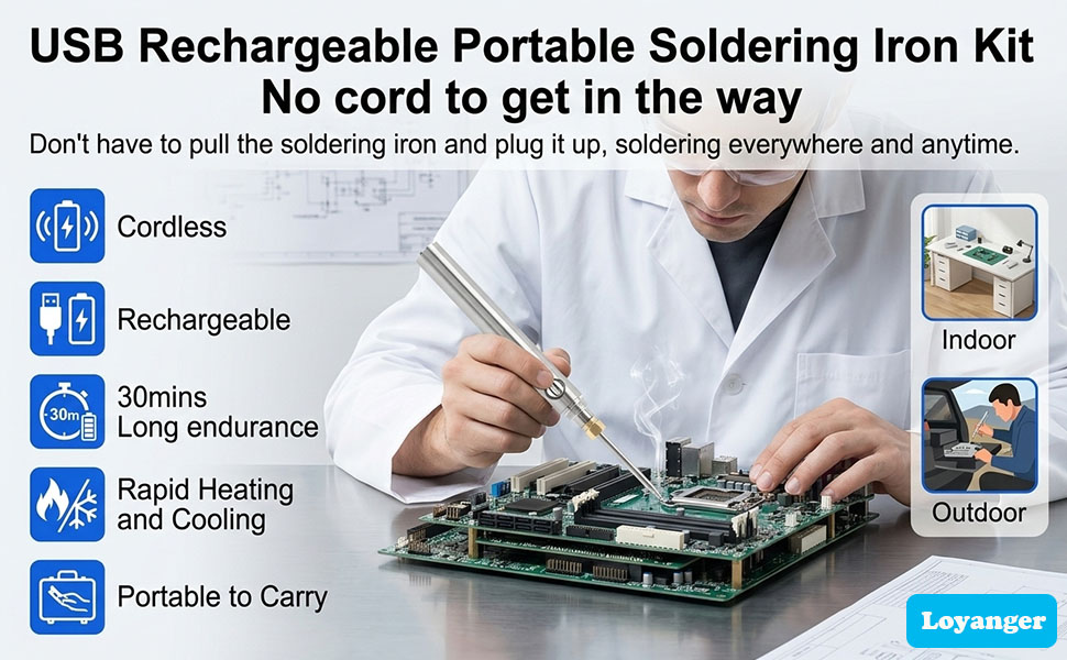 USB Rechargeable Portable Soldering Iron Kit