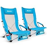 AKSOUL Folding Beach Chair for Adults: Low/High Back Chairs with Carry Bag - Extra Wide Seat Chai...