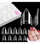 500PCS Short Stiletto Nail Tips for Acrylic Nails Professional, Extra Short Clear False Nails Fre...