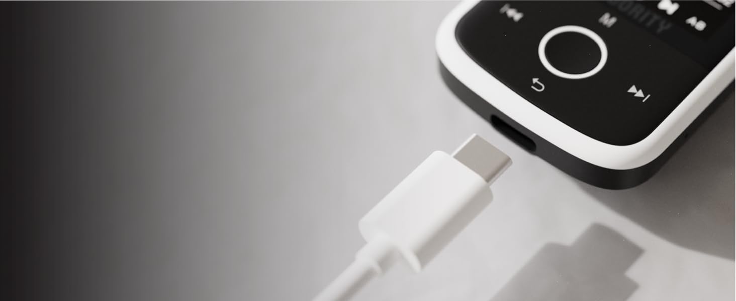 The MP3 Go features a convenient charging port, ensuring fast recharging