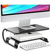 WALI Monitor Stand Riser, Computer Desktop Stand Riser Holder, Vented Metal 2 Tier Desk Shelf for...