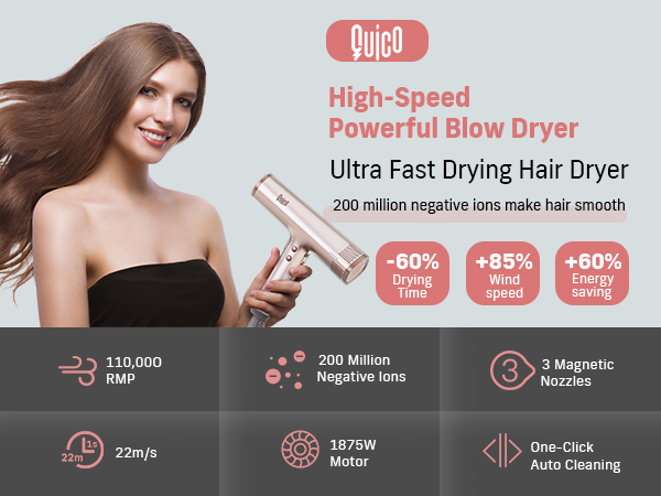 Professional Hair Dryer with High-Speed Drying and Quiet Operation