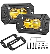 Flush Mount Pod Lights Yellow, Auto Power Plus 2PCS 40W LED Driving Lights Amber LED Pods Off Roa...
