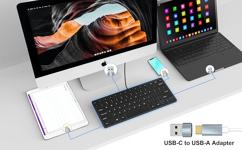 USB-A to USB-C Mini Keyboard