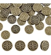 PH PandaHall 32PCS Celticing Knot Slider Beads 17.7mm Round Flat Links Antique Bronze Slide Space...