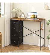 DAOUTIME Small Writing Desk with 4 Fabric Drawers, 35.4 Inch Computer Desk for Home Office, Simpl...