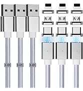 Magnetic Charging Cable 3A Fast Charging(3 Pack,3.3/6.6/6.6ft) 3 in 1 Magnetic Phone Charger Cabl...