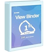 SUNEE 3 Ring Binder 1 Inch D Ring, Clear View Binder Three Ring PVC-Free (Fit 8.5x11 Inches) for ...