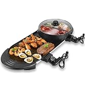 Hot Pot with Grill, 2 in 1 Korean BBQ Grill Shabu Shabu Hot Pot, 2200W Indoor Smokeless Hotpot Po...