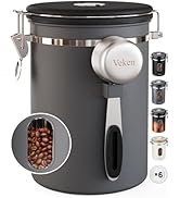 Veken Coffee Canister with Window, Airtight Stainless Steel Kitchen Food Storage Container, Date ...