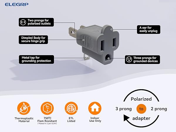 2 to 3 prong outlet extender adaper
