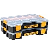POWERTEC Stackable Tool Box Organizer with Removable Dividers - 17 Compartments, Interlocking, Po...