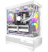 Okinos Aqua 7, Mid Tower PC Case, Computer Case with 6 × 120mm ARGB Fan Pre-Installed, Panoramic ...