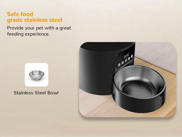 Automatic Cat Feeders 4L Timed Cat Dry Food Dispenser, Dual Power Supply Programmable Portion Size