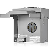 SURAIELEC 50Amp RV Outlet Box, Enclosed Lockable RV Electrical Outlet, NEMA 14-50R 125V/250V, Wea...