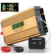 Pure Sine Wave Inverter, 2000 Watt Inverter, DC 12V Inverter to 110V/120V AC, 4000W Peak with Rem...