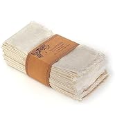 ACCENTHOME Natural Cotton Linen Napkin Set of 12 18x18 inch Dinner Napkins - Washable Soft Premiu...