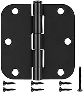 Estmoon 30 Pack Matte Black Door Hinges, 3.5 x 3.5 Inch, 5/8" Radius Rounded Interior Hinges, 6 H...