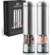 Electric Salt and Pepper Grinder Set - Battery Operated Stainless Steel Mill with Light (2 Mills)...