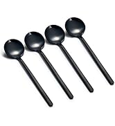 Set of 8 Mini Espresso Spoons 5.3-inch Matte Black Frosted Handle Stainless Steel Coffee Spoons f...