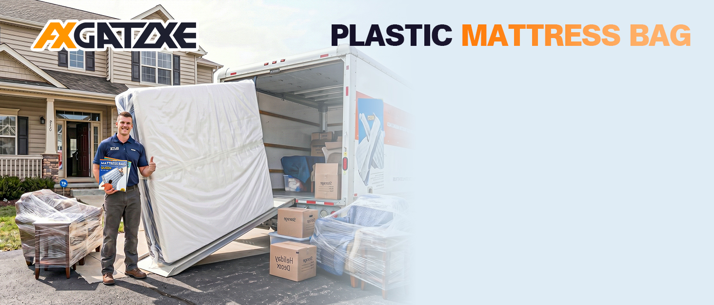 Waterproof plastic covers keep mattress clean in moving trucks