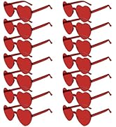 BOUBONI 14 Pack Heart Shaped Sunglasses for Women Rimless Heart Glasses Bulk Mardi Gras Candy Col...