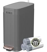 KSSKSS Small Bathroom Trash Can with Charcoal Filters Soft Close Lid, 6L/ 1.6 Gallon Stainless St...