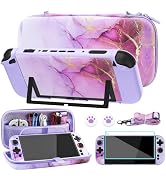 FUNDIARY Travel Carrying Case for Nintendo Switch 2 with Purple Marble Design, Cute Accessories w...