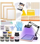 Caydo 54 Pieces Screen Printing Kit with 50W LED UV Exposure Screen Printing Light, 6 Color Scree...