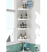 Corner Shower Caddy Tension Pole: Rust Proof 4Tier Shampoo Storage Organizer for Inside Shower - ...