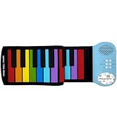 PicassoTiles Electronic Piano 49Key Flexible Roll-Up Keyboard with Recording Feature 8 Tones 6 De...