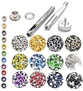 600Sets Assorted 3/16 Inch Metal Eyelets Grommets Kit, Metal Eyelets with Washers and 3 Installat...