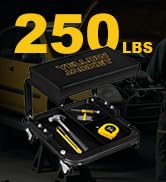 YELLOW JACKET Creeper Garage/Shop Seat, 250 LBS Capacity Rolling Padded Mechanics Stool