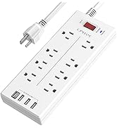 Power Strip, QINLIANF Surge Protector with 8 Outlets and 4 USB Ports, 6 Feet Extension Cord , 210...