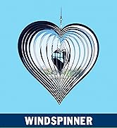 PESTEZE Large Heart Stainless Steel Highly Reflective Decorative 3D Wind Spinner for Repelling Un...
